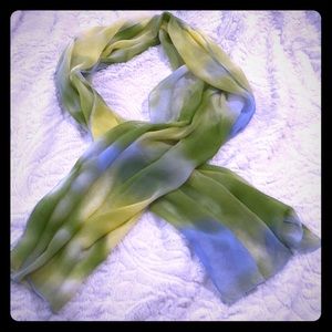 Green and pink print scarf